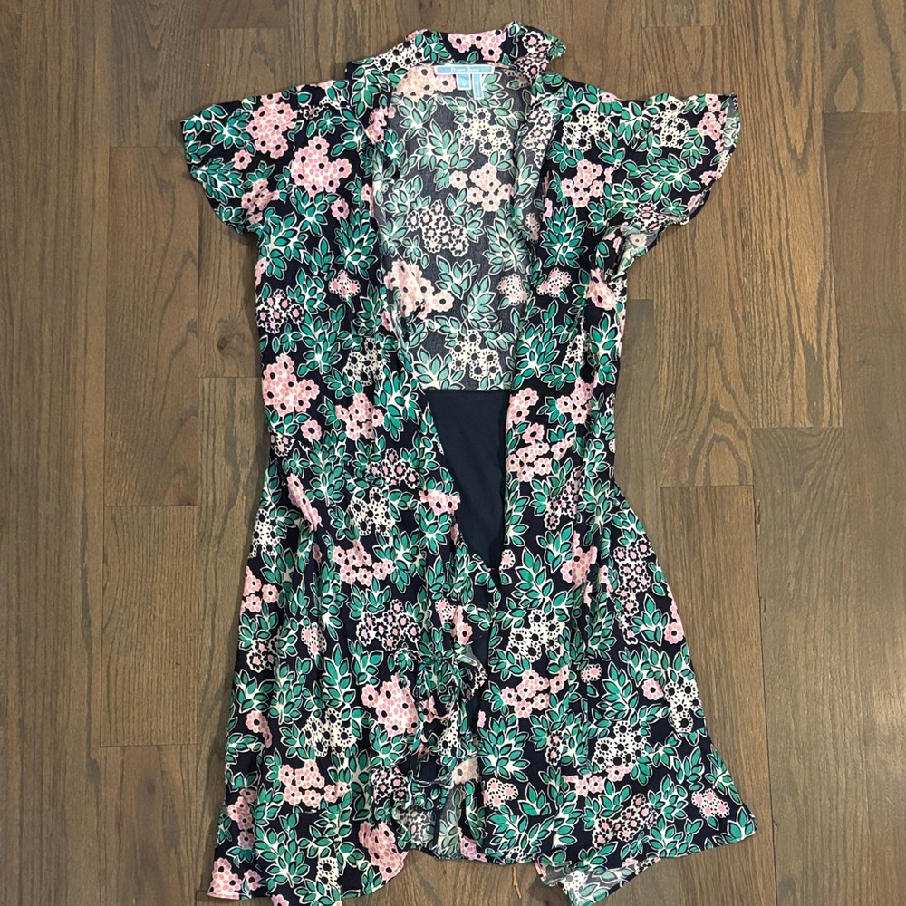 Draper James Navy Floral Dress with Pink and Green Accents
